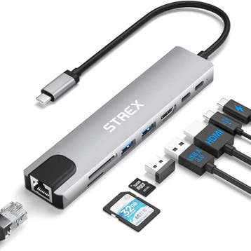 Strex 8 in 1 USB C Hub -Docking Station-USB Splitter-4K HDMI, Verzenden