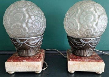 Klok - Marmer, Onyx, Zinklegering, Glas - 1920-1930 -