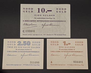 Nederland. - 1, 2 1/2, 10 Gulden - 1944 - Rotterdam (Zonder
