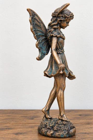 sculptuur, Graceful Winged Fairy Figurine with bronze Effect