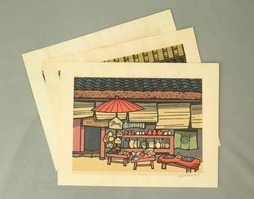 Set of Three Original Woodblock Print - 1. Hinaga  2.