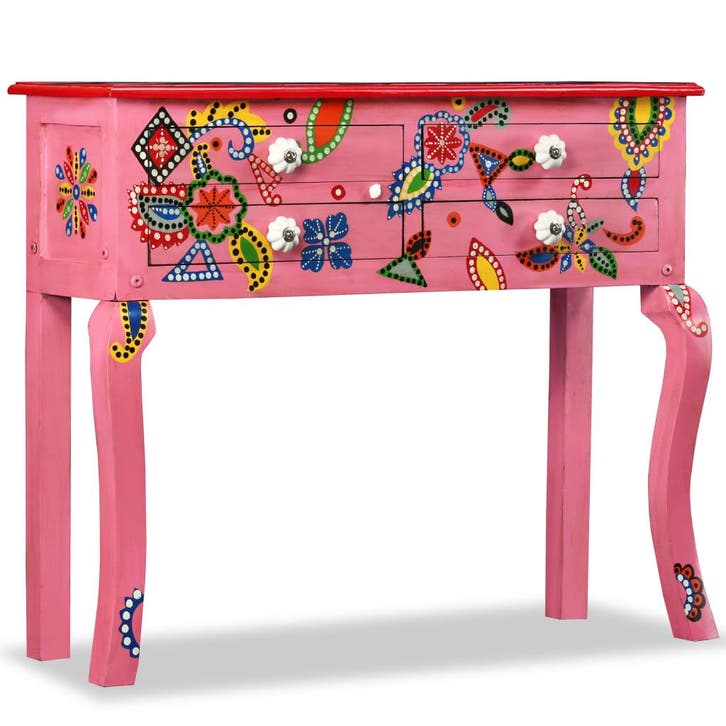 vidaXL Wandtafel handgeschilderd massief mangohout roze, Huis en Inrichting, Kasten | Dressoirs, Nieuw, Verzenden