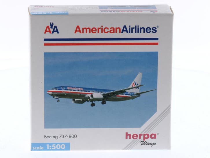Schaal 1:500 Herpa 511469 Boeing 737-800 American Airline..., Hobby en Vrije tijd, Modelbouw | Vliegtuigen en Helikopters, Zo goed als nieuw