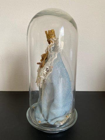 Beeld, Madonna met Kind - 38 cm - Was, Glas, Antiek en Kunst