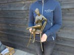 Statue, Large Bronze: Lady with Bird - 43 cm - Bronze