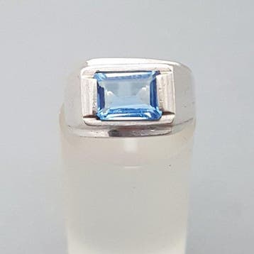 Zilver, Art Deco, Tankring, Blauwe spinel (Getest) - Ring