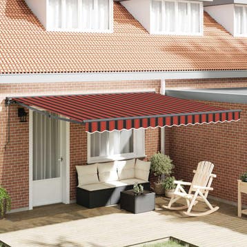 vidaXL Uitschuifbare luifel Geel en Oranje 400 × 350 cm, Tuin en Terras, Verzenden, Nieuw