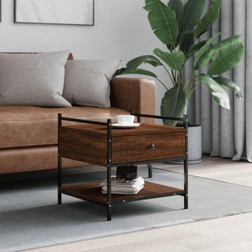 vidaXL Salontafel 50x50x50 cm bewerkt hout bruin eikenkleur, Huis en Inrichting, Tafels | Salontafels, Verzenden, Nieuw
