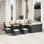 vidaXL Tuinbank Set met kussen 13 pcs Zwart poly rattan, Verzenden