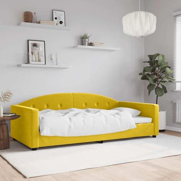 vidaXL Slaapbank 100x200 cm fluweel geel, Verzenden