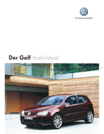 2006 VOLKSWAGEN GOLF INDIVIDUAL BROCHURE DUITS, Ophalen of Verzenden