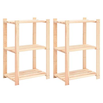 vidaXL Opbergrekken 3-laags 2 st 60x38x90 cm massief, Verzenden