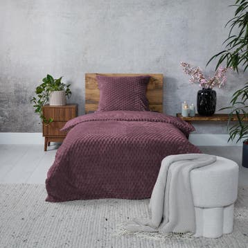 Parure de lit en teddy Hexagon - bordeaux - 140 x 200 cm | 1, Maison & Meubles, Verzenden, Neuf