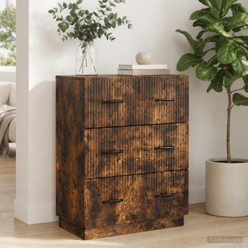 vidaXL Ladekast Gerookt eiken 66 x 34,5 x 87 cm Bewerkt hout, Verzenden, Nieuw