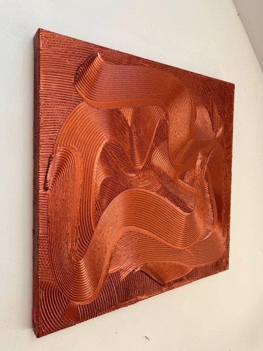 Sarah Schwarzl - Frequency COPPER ORNAMENT (Frame included), Antiquités & Art, Art | Peinture | Moderne