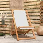 vidaXL Ligstoel 56x105x96 cm teakhout crème, Verzenden, Nieuw