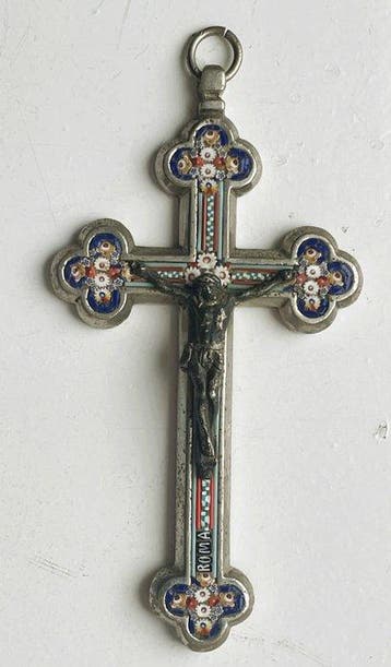 Antiek Italiaans kruisbeeld met micromozaïek – Vaticaanstad, Antiek en Kunst