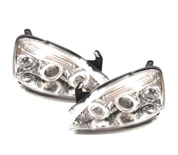Phares Pour Opel Corsa C 00-06 Angel Eyes Noir Fond Chromé N, Autos : Pièces & Accessoires, Verzenden