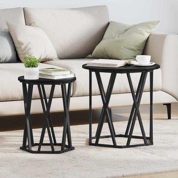 vidaXL Salontafel 2 st Zwart Eiken 50 x 50 x 50 cm, Verzenden, Nieuw
