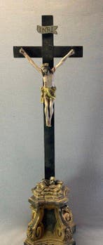 Barok Crucifix - Hout - 1750-1800 - Kruisifix memento mori -
