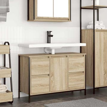 vidaXL Wastafelkast met lades 90x34,5x60 cm sonoma, Verzenden