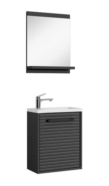 Toiletmeubel Etna 40 x 22 cm zwart fonteinmeubel met spiegel, Huis en Inrichting, Badkamer | Badkamermeubels, Verzenden, Nieuw