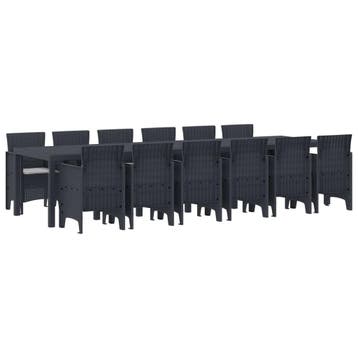 vidaXL Tuin Eettafel Set 13 st Antraciet Polt riet, Verzenden