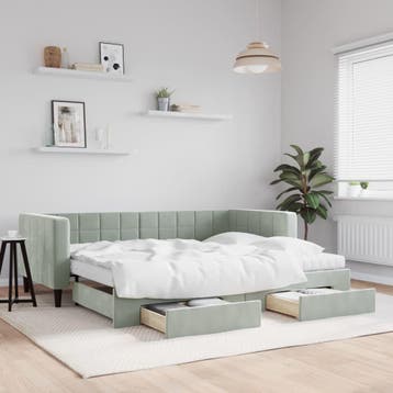 vidaXL Slaapbank onderschuifbed en lades 90x190 cm fluweel, Verzenden, Nieuw