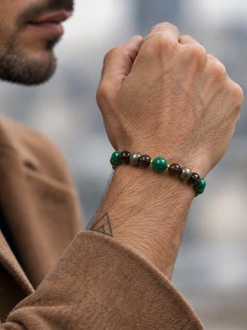 Malachite Bracelet artisanal pour homme- 23.6 g