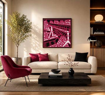 Baptiste Laurent - Red bridge, 106x103cm, XL, acrylic on, Antiek en Kunst