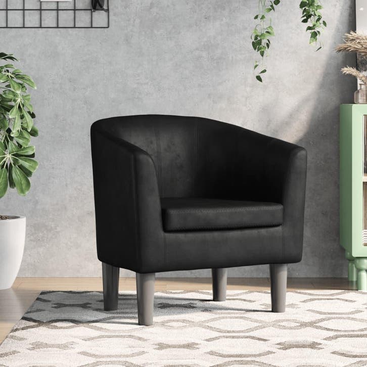 vidaXL Kuipstoel kunstleer zwart, Huis en Inrichting, Fauteuils, Nieuw, Verzenden