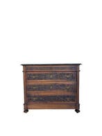 Commode - Noyer, Bois, Laiton, Marbre