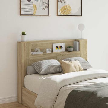 vidaXL Hoofdeinde Kast met LED Sonoma Bewerkt hout, Verzenden, Nieuw