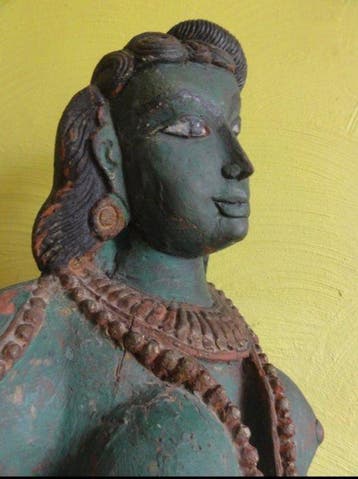 Yakshi met muziekinstrument - 90 cm - Hout - India - eerste