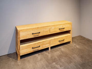 Badkamermeubel teak 200x45x85cm - White wash, Verzenden, 150 tot 200 cm, Nieuw, Minder dan 100 cm