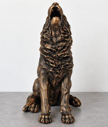 sculptuur, Detailed Howling Wolf Figurine with Antique