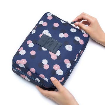Toilettas Bloemen Donkerblauw, Verzenden