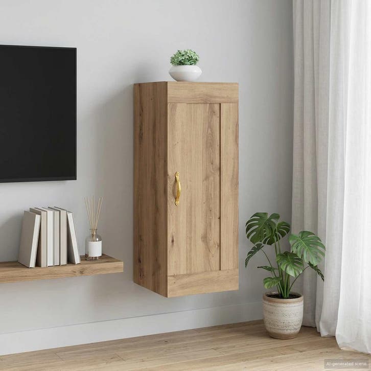 vidaXL Wandkast Artisanaal eiken 34,5 x 34 x 90 cm Bewerkt, Huis en Inrichting, Kasten | Dressoirs, Nieuw, Verzenden