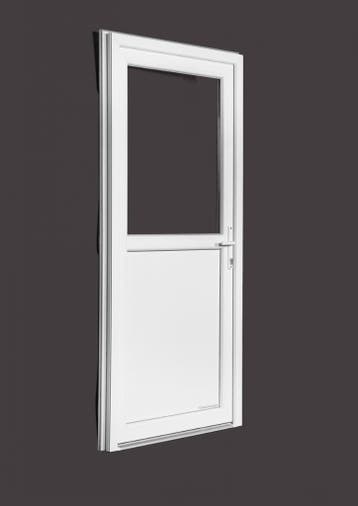 PVC Deur 1/2 glas Basic Plus b102xh206 cm wit, 100 tot 120 cm, Nieuw, Ophalen of Verzenden, Buitendeur