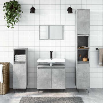 vidaXL Badkamerkast 58x33x60 cm bewerkt hout betongrijs, Verzenden, Nieuw