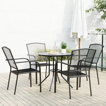 vidaXL 5-delige Tuinset stapelbaar gepoedercoat staal, Verzenden, Nieuw, Tuinset