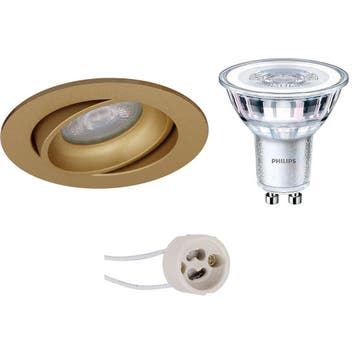 LED Spot Set - Kantelbare Ronde Inbouwspot Mat Goud 4W LED D, Verzenden