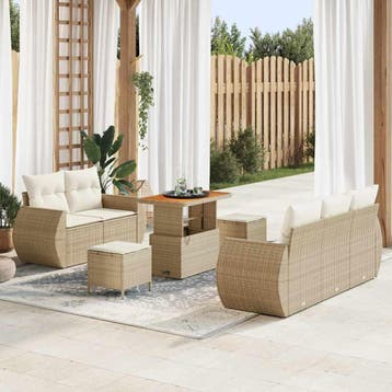 vidaXL Tuinbank Set 8 st 5-Aantal zitplaatsen Beige en Crème, Verzenden, Nieuw