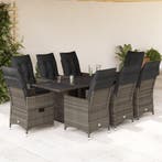 vidaXL 9-delige Tuinset met kussens poly rattan grijs, Verzenden, Tuinset