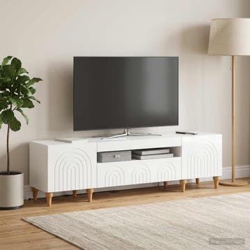 vidaXL LED tv-meubel Hoogglans Wit Bewerkt hout, Verzenden, Nieuw