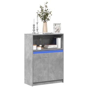 vidaXL Dressoir met LED 72x34x100 cm bewerkt hout betongrijs, Verzenden, Nieuw