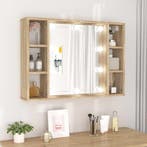 vidaXL Spiegelkast met LED-verlichting 76x15x55 cm sonoma, Huis en Inrichting, Verzenden, Nieuw