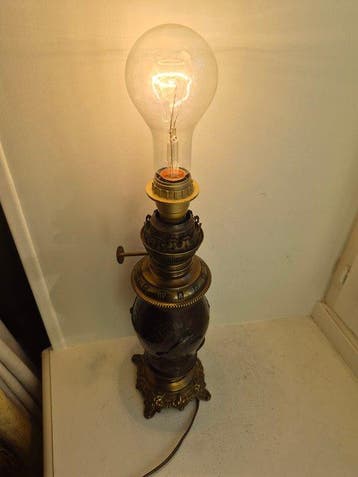 Lamp - Verguld brons, Gepatineerd brons