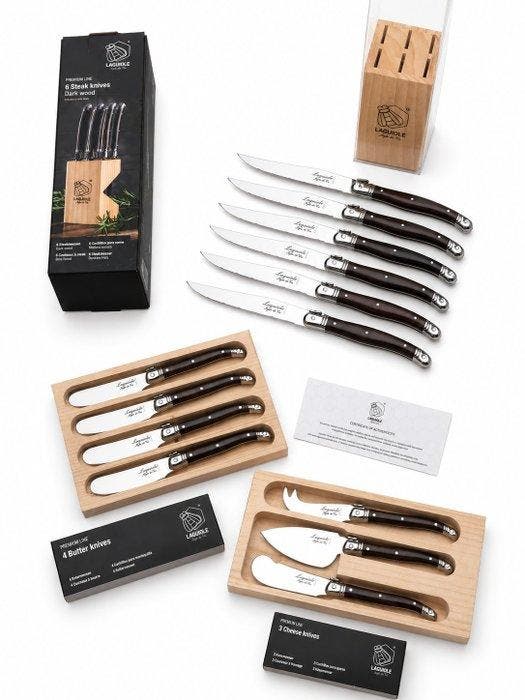 Laguiole - 13x piece Dark Brown - Steak knives (6x) - Butter, Antiek en Kunst, Antiek | Keukengerei