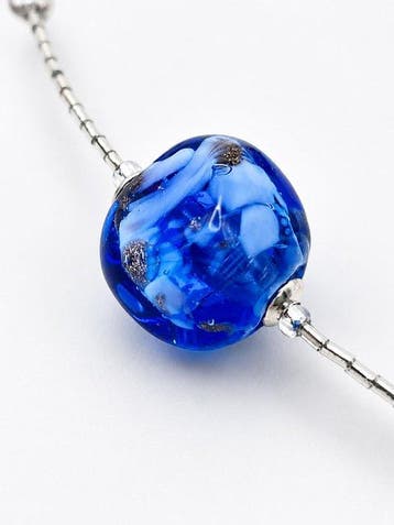 Murano-glas, Zilver - Halsketting - Murano-glas zilver, Antiek en Kunst